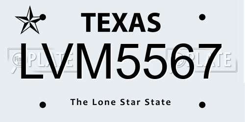 LVM5567 Texas License Plate