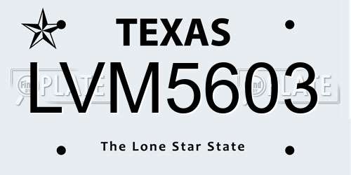LVM5603 Texas License Plate