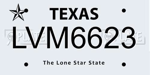 LVM6623 Texas License Plate