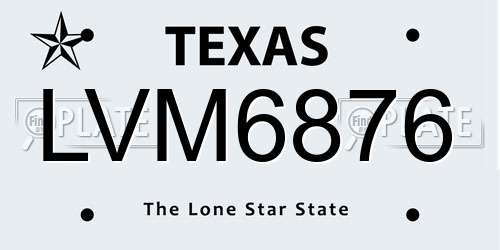 LVM6876 Texas License Plate