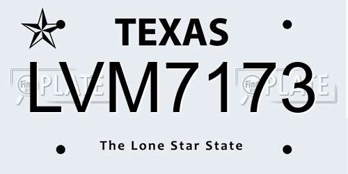 LVM7173 Texas License Plate