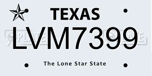 LVM7399 Texas License Plate