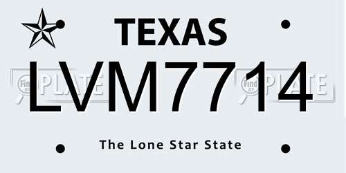 LVM7714 Texas License Plate
