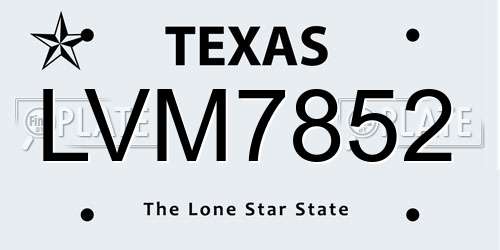 LVM7852 Texas License Plate