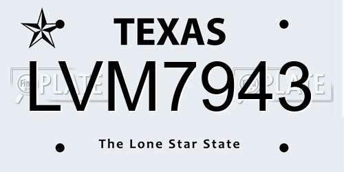 LVM7943 Texas License Plate