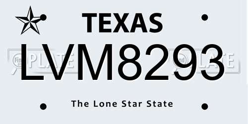 LVM8293 Texas License Plate