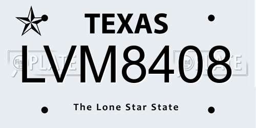 LVM8408 Texas License Plate