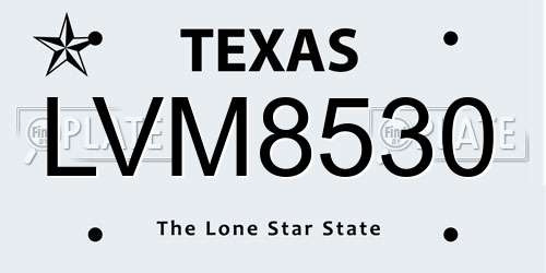 LVM8530 Texas License Plate