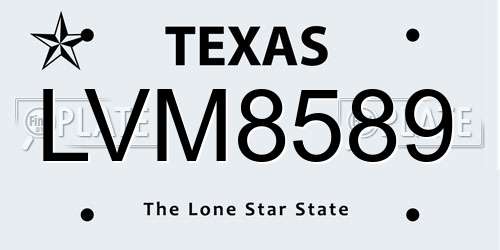 LVM8589 Texas License Plate
