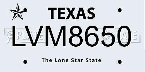 LVM8650 Texas License Plate