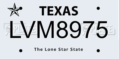 LVM8975 Texas License Plate