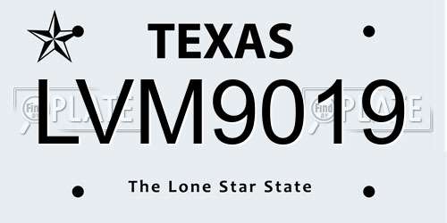 LVM9019 Texas License Plate