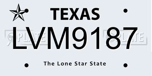 LVM9187 Texas License Plate