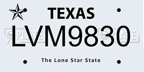 LVM9830 Texas License Plate