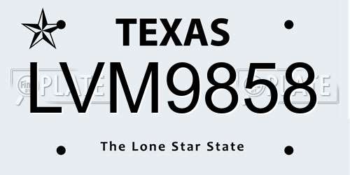 LVM9858 Texas License Plate