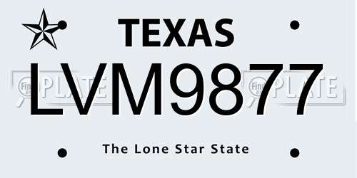 LVM9877 Texas License Plate