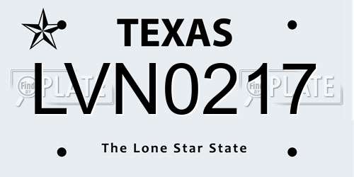 LVN0217 Texas License Plate