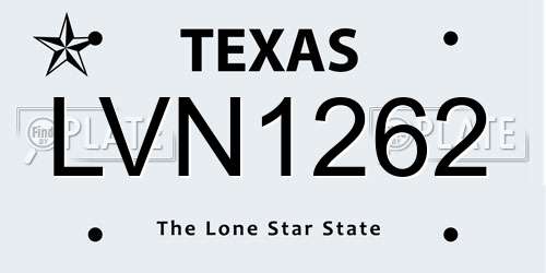 LVN1262 Texas License Plate