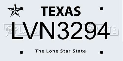 LVN3294 Texas License Plate
