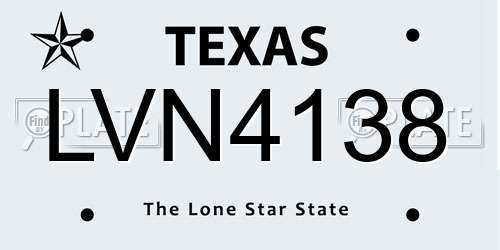 LVN4138 Texas License Plate