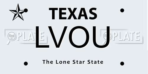 LVOU Texas License Plate