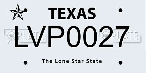LVP0027 Texas License Plate