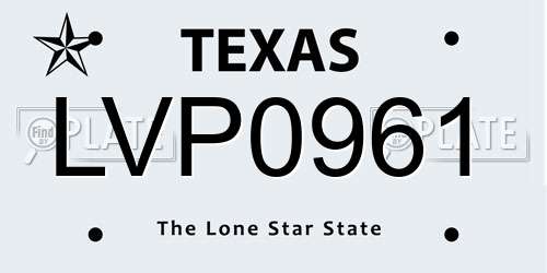 LVP0961 Texas License Plate