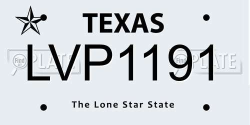 LVP1191 Texas License Plate