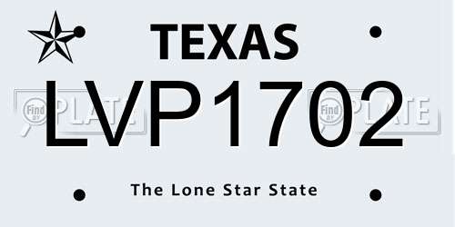 LVP1702 Texas License Plate