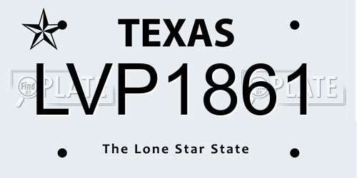 LVP1861 Texas License Plate