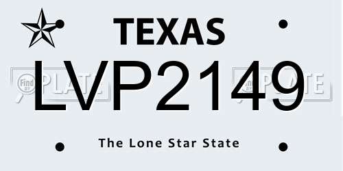 LVP2149 Texas License Plate