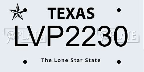 LVP2230 Texas License Plate