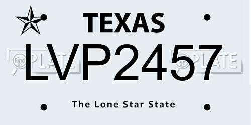 LVP2457 Texas License Plate