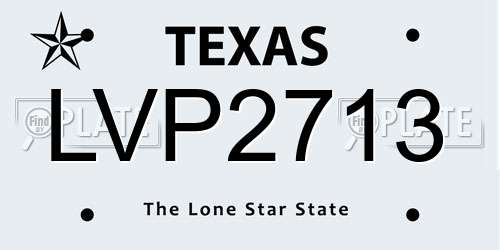 LVP2713 Texas License Plate