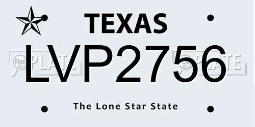 LVP2756 Texas License Plate
