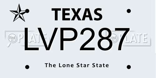 LVP287 Texas License Plate
