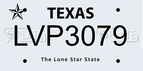 LVP3079 Texas License Plate