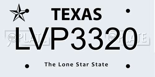 LVP3320 Texas License Plate