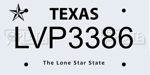 LVP3386 Texas License Plate