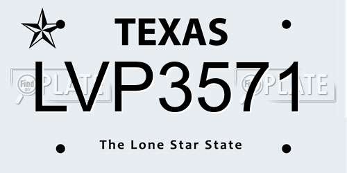 LVP3571 Texas License Plate