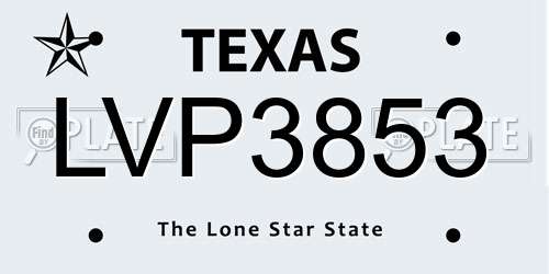LVP3853 Texas License Plate