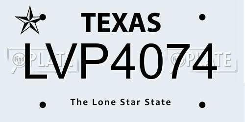 LVP4074 Texas License Plate
