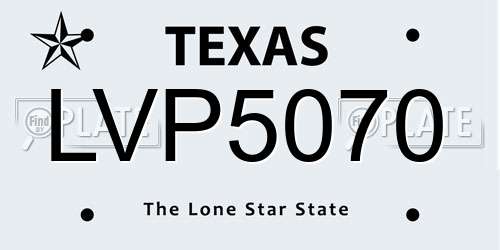 LVP5070 Texas License Plate