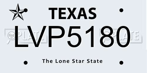 LVP5180 Texas License Plate