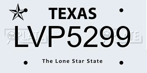 LVP5299 Texas License Plate