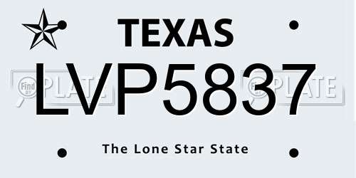 LVP5837 Texas License Plate