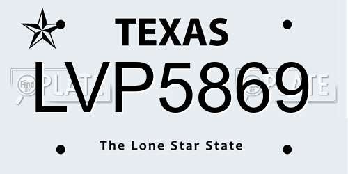 LVP5869 Texas License Plate