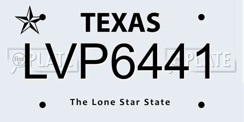LVP6441 Texas License Plate