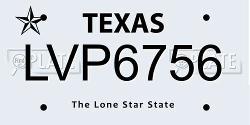 LVP6756 Texas License Plate