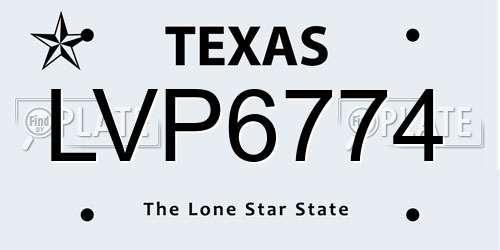 LVP6774 Texas License Plate